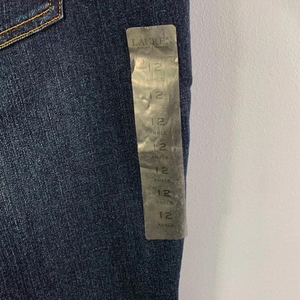 Laren Ralph Lauren gold red embroidered soutache cuff medium wash jeans size 12